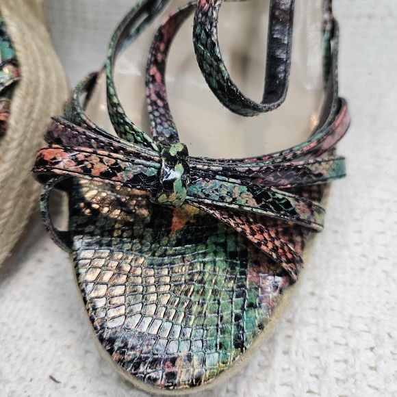 Colin Stuart Rainbow Reptile Snake Print Wedge Platform Stiletto Size 10 - Picture 3 of 16
